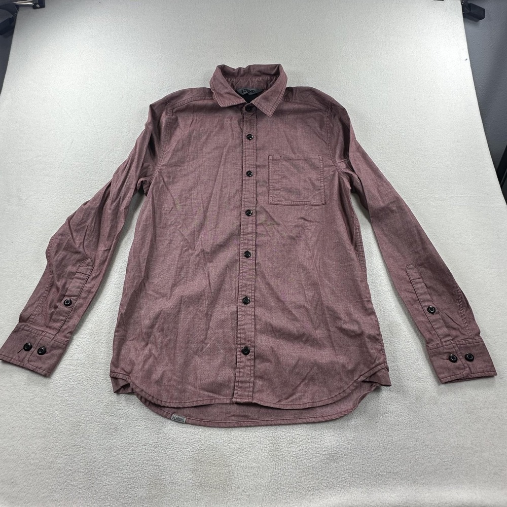 Chrome Shirt Mens Medium Maroon Long Sleeve Button Front Casual Cycling Vented